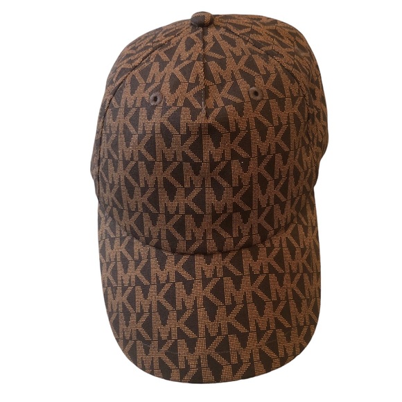 MK Michael Kors Signature Logo Print Brown Baseball Cap - Picture 3 of 9